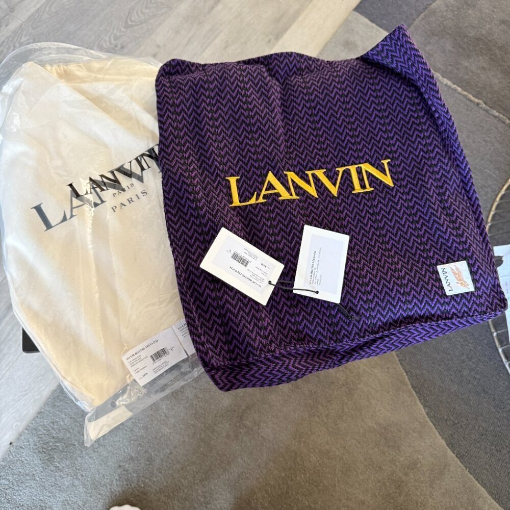 Lanvin Fabric Tote Bag, X Future Curb Cotton, Purple Black, Medium - Picture 16 of 16